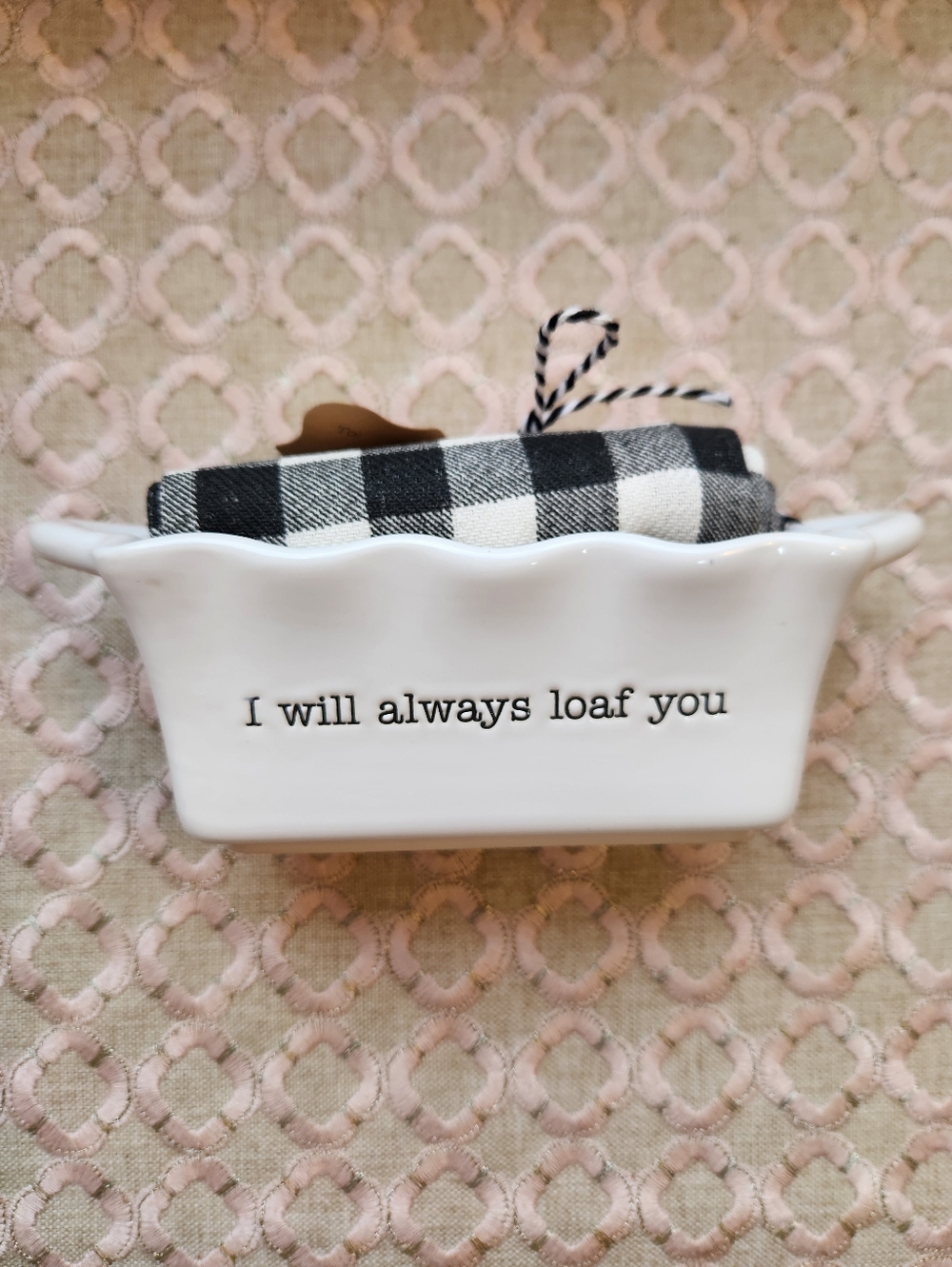 Mud Pie "I Will Always Loaf You" Mini Loaf Pan and Towel Set, $24, NWT